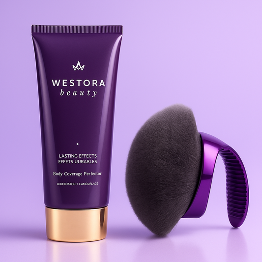 Westora beauty product with a brush on a purple background