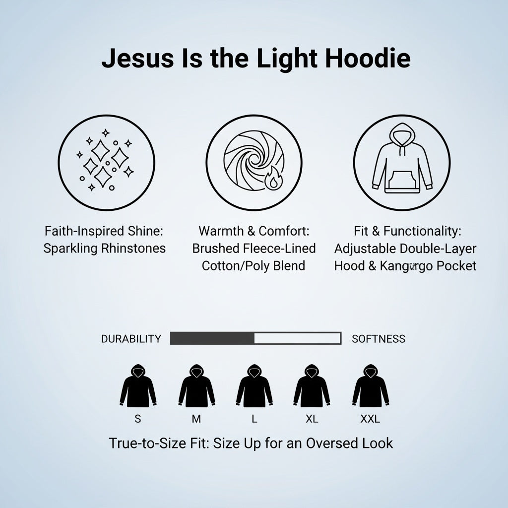 "Jesus Is The Light" Rhinestone Hoodie
